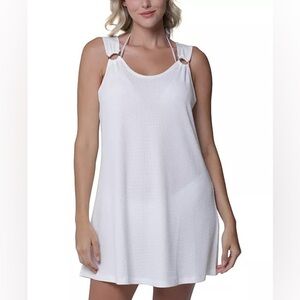 J Valdi Women's White Women's Ring‎ Tank Swim Cover-Up Dress